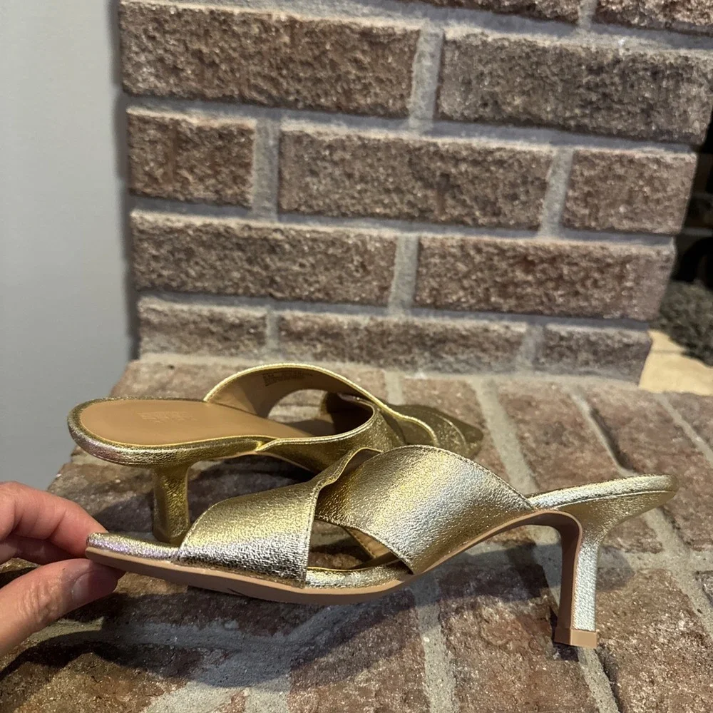 Nordstrom Rack Lauren Slide Gold Open Square Toe Sandals Women's Size 8M #416 - Picture 5 of 16